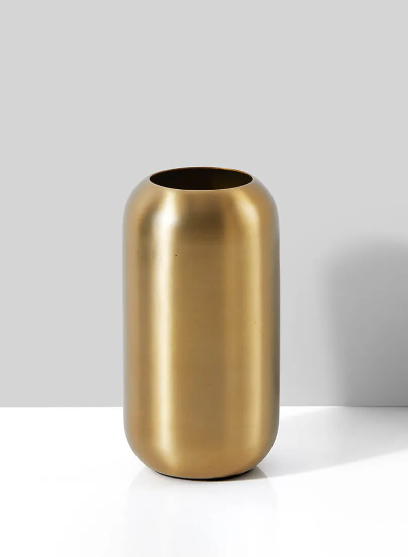 5.5in Tall Bretagne Matte Gold Steel Capsule Vase