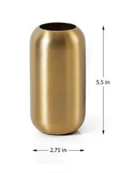5.5in Tall Bretagne Matte Gold Steel Capsule Vase