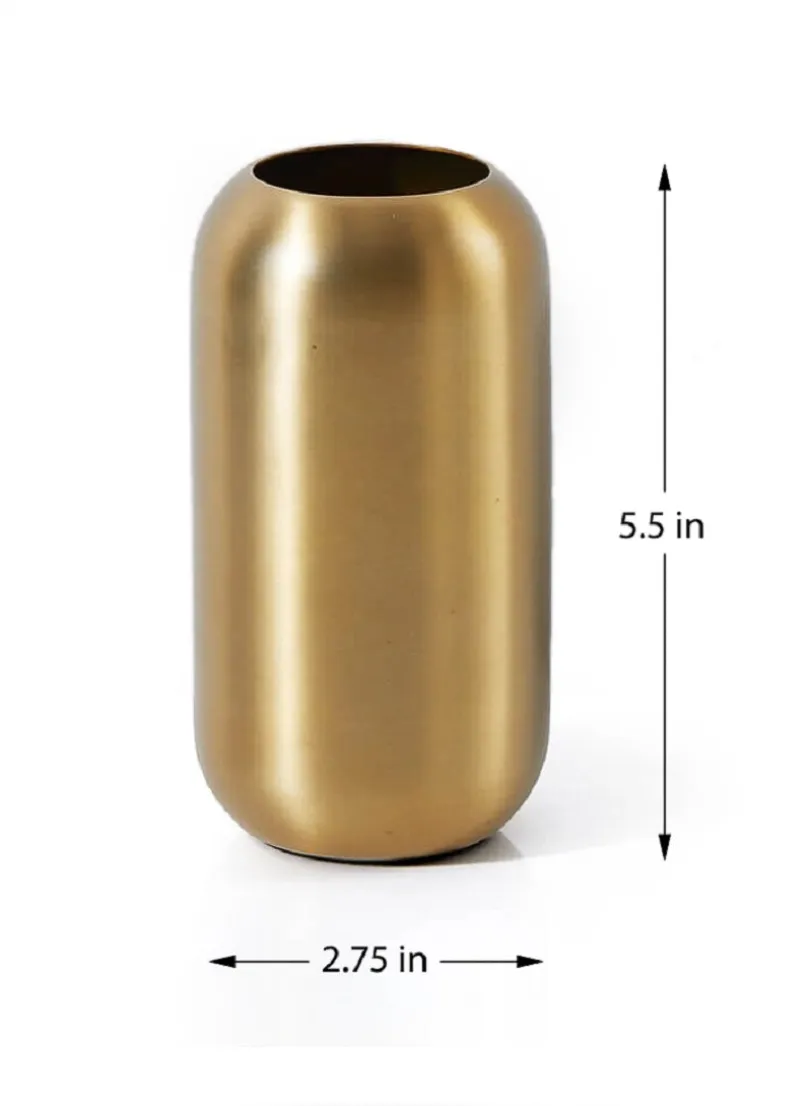 5.5in Tall Bretagne Matte Gold Steel Capsule Vase