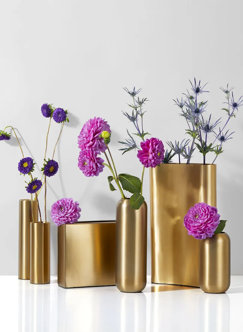 5.5in Tall Bretagne Matte Gold Steel Capsule Vase
