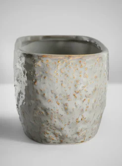 4.5in Tall Bursa Oval Taupe Ceramic Cachepot