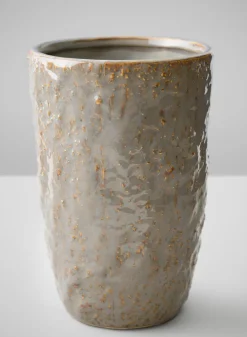 8in Tall Bursa Taupe Ceramic Vase