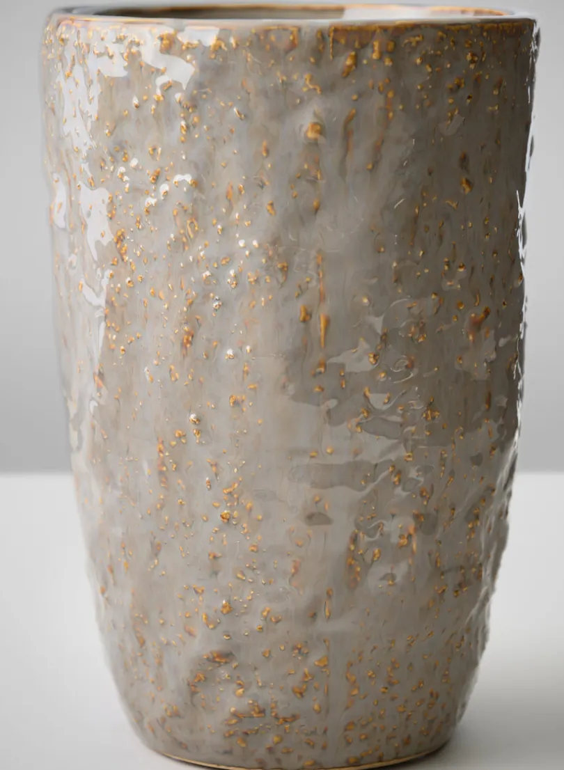8in Tall Bursa Taupe Ceramic Vase