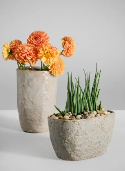 8in Tall Bursa Taupe Ceramic Vase
