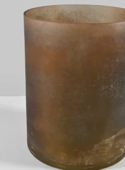 8in Tall Campagna Rust Frost Washed Artisan Glass Cylinder