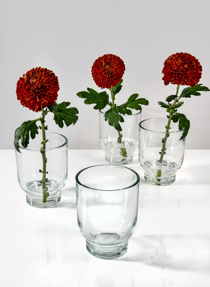 5in Tall Campana Glass Candleholder, Large, Set of 4