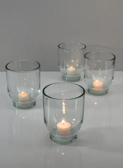 5in Tall Campana Glass Candleholder, Large, Set of 4