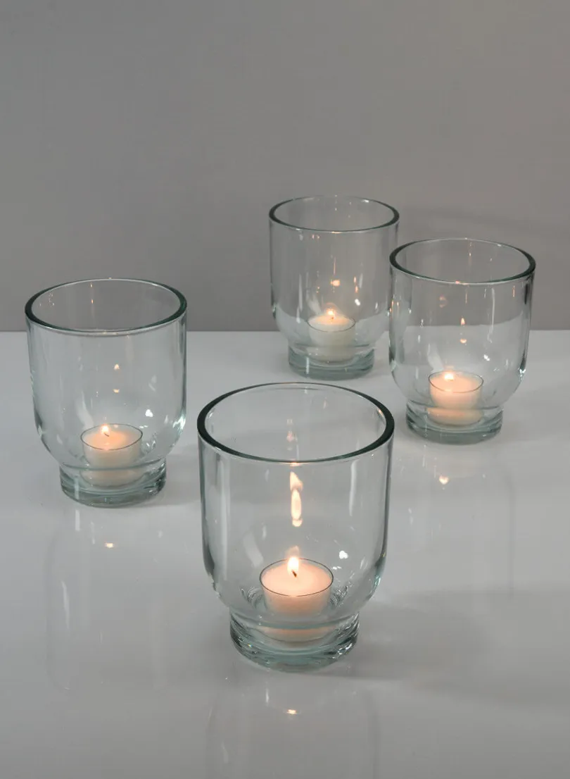 5in Tall Campana Glass Candleholder, Large, Set of 4
