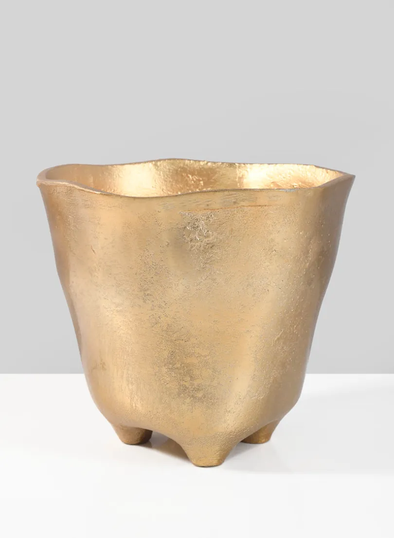 5.75in Tall Casablanca Gold Aluminum Vase