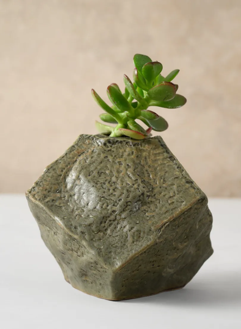 4in Tall Castille Stone Look Ceramic Vase