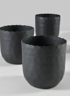3.25in Tall Chacin Aluminum Black Mini Pots, Set of 4