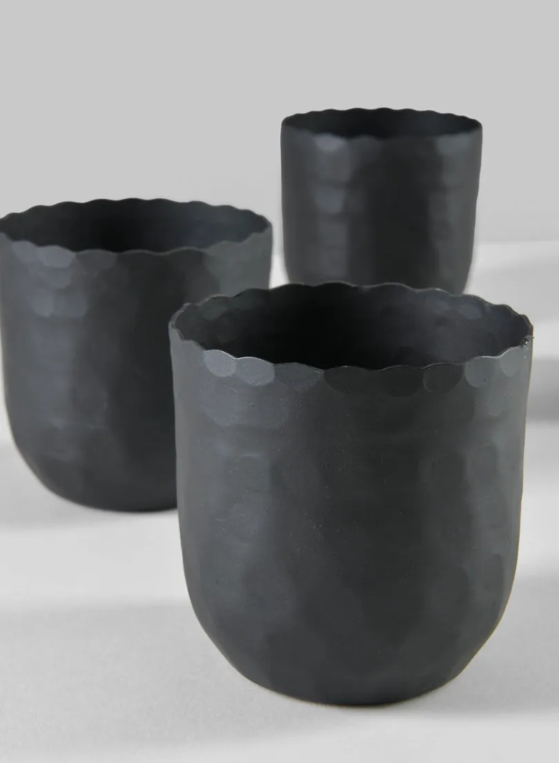 3.25in Tall Chacin Aluminum Black Mini Pots, Set of 4