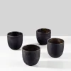 2.5in Tall Charcoal Frost Tea Light Glass Holder, Set of 4