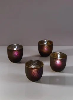 2.5in Tall Charcoal Frost Tea Light Glass Holder, Set of 4