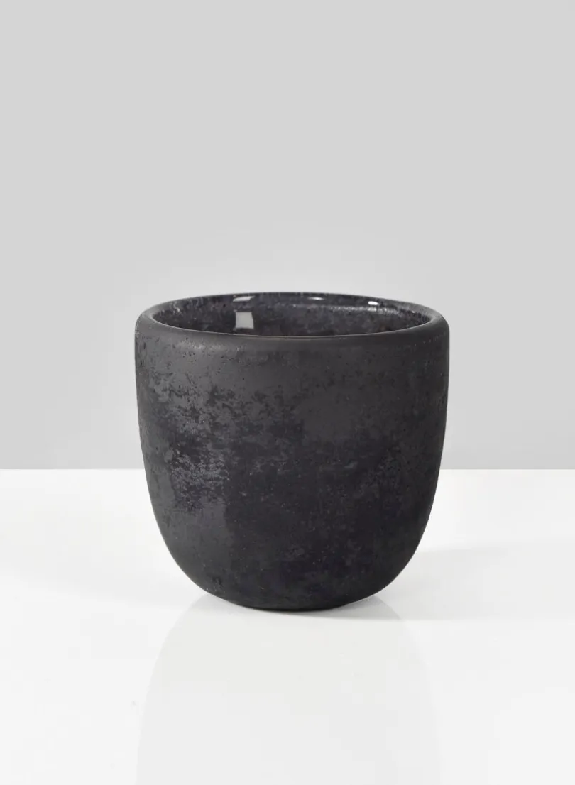 2.5in Tall Charcoal Frost Tea Light Glass Holder, Set of 4