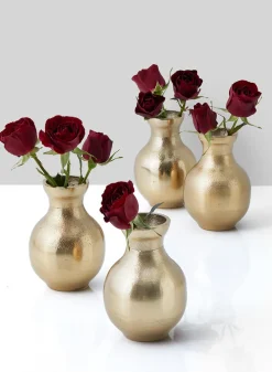 4.5in Tall Chateau Classic Gold Aluminum Bud Vase, Set of 4