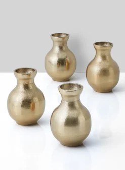 4.5in Tall Chateau Classic Gold Aluminum Bud Vase, Set of 4
