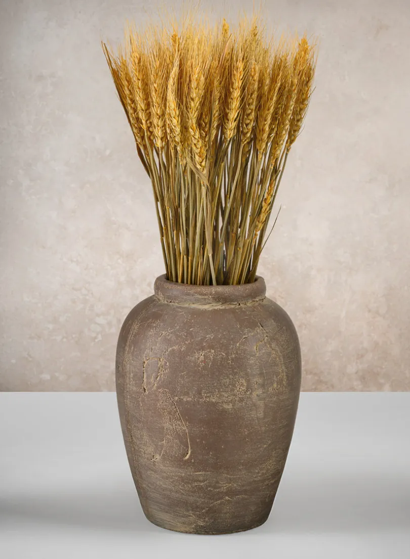 9in Tall Cintra Aged Clay Look Jar Stoneware Vase