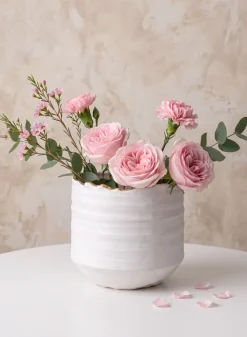 5in Tall Clay White Porcelain Cylinder with Gold Edging