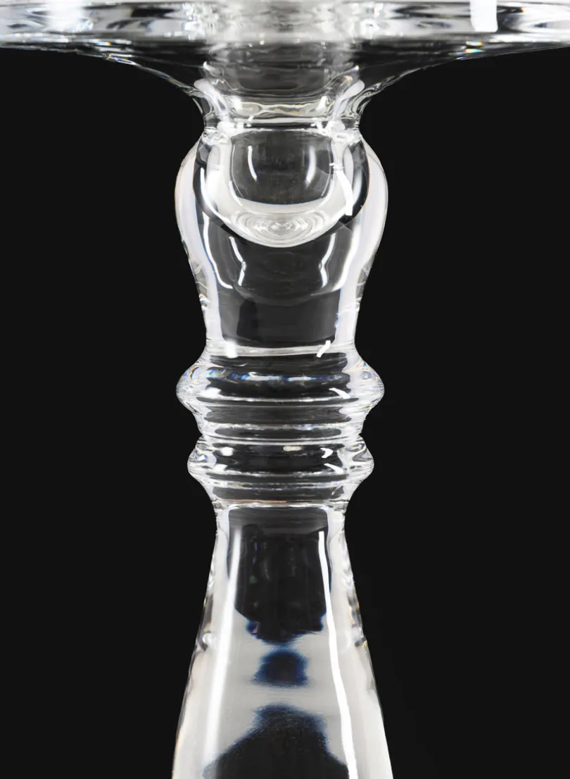 11in Tall Clear Crystal Look Glass Pillar and Taper