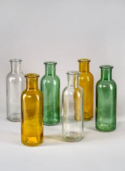 6.5in Tall Clear Glass Bottle Bud Vase, Set of 6