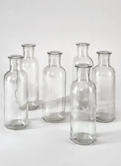 6.5in Tall Clear Glass Bottle Bud Vase, Set of 6
