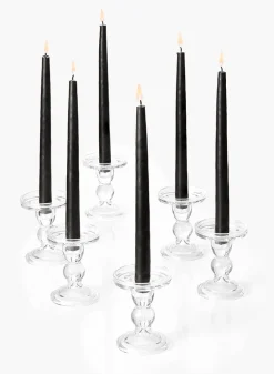 4.5in Tall Clear Glass Pillar Holder, Set of 6