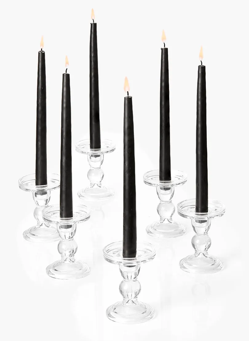 4.5in Tall Clear Glass Pillar Holder, Set of 6