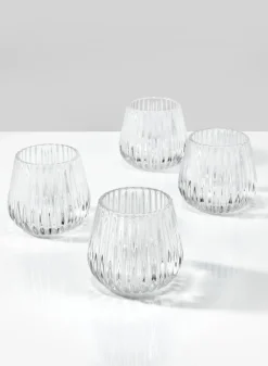3in Tall Clear Onion Optic Glass Candleholder, Set of 4