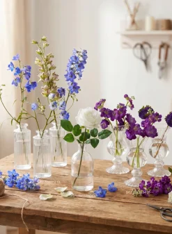 5.25in Tall Clear Pleated Glass Bottle Bud Vase, Set of 4