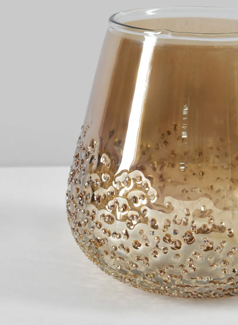 5in Tall Copitas Artisan Speckled Amber Luster Glass Holder