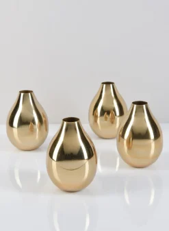 4in Tall Cordoba Gold Metal Bud Vase, Set of 4