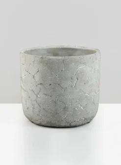 5.75in Tall Crackled Cement Pot