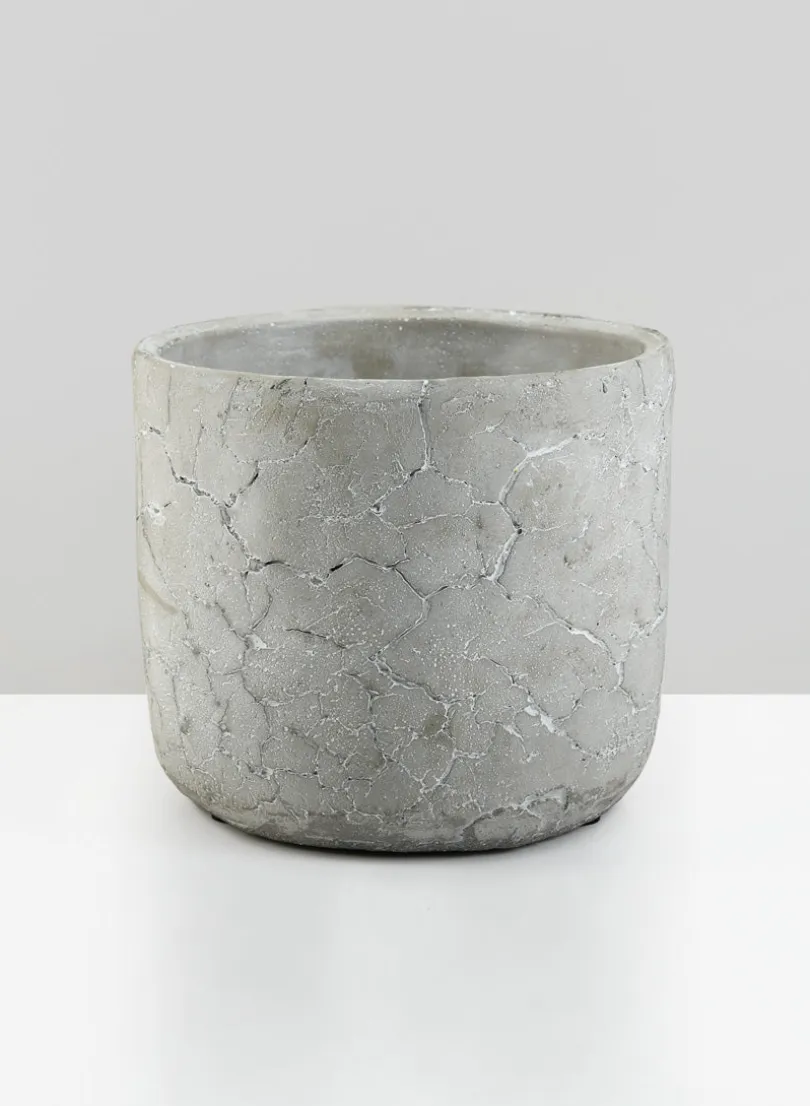 5.75in Tall Crackled Cement Pot