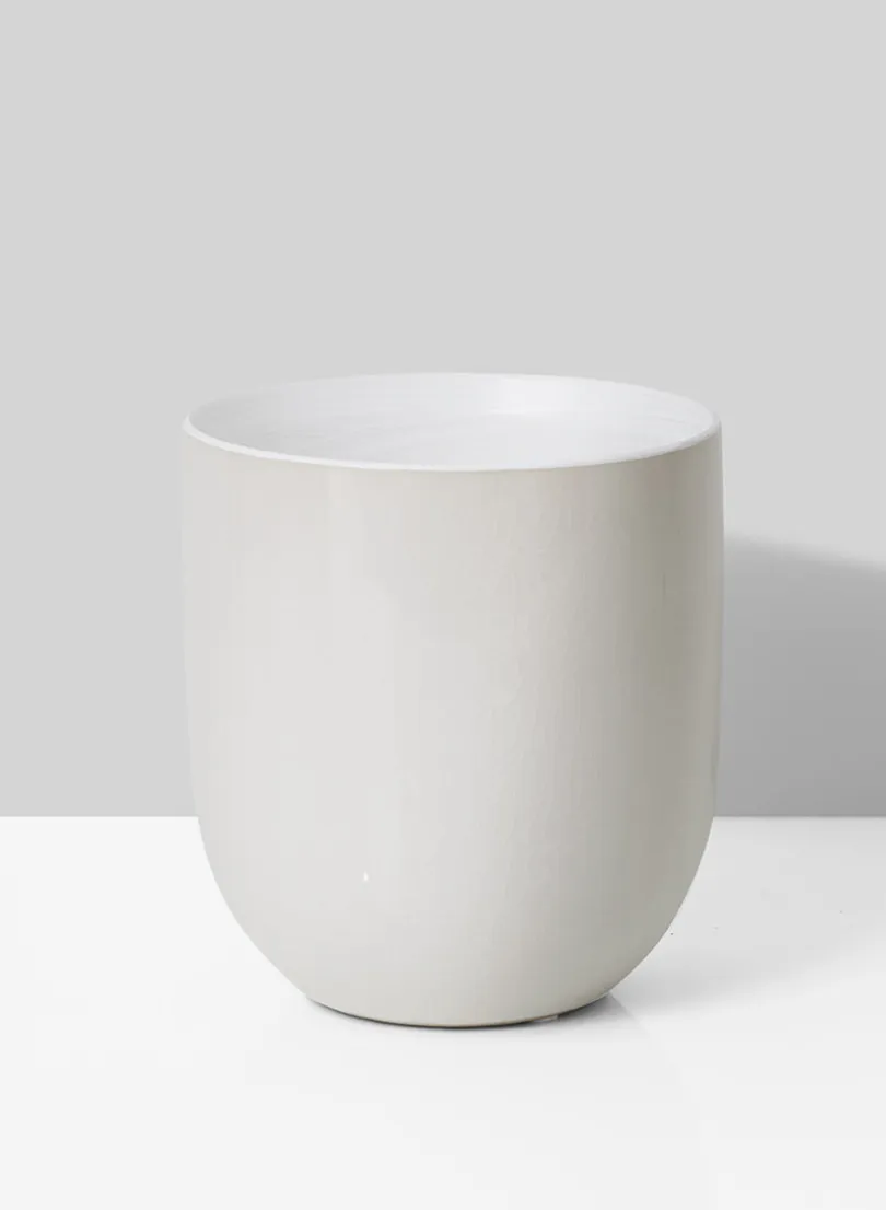 6in Tall Crackled White Ceramic Vase