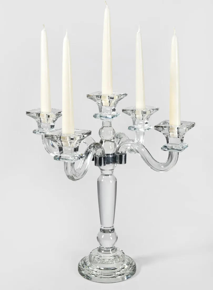 15in Tall Crystal Square Cup Candelabra