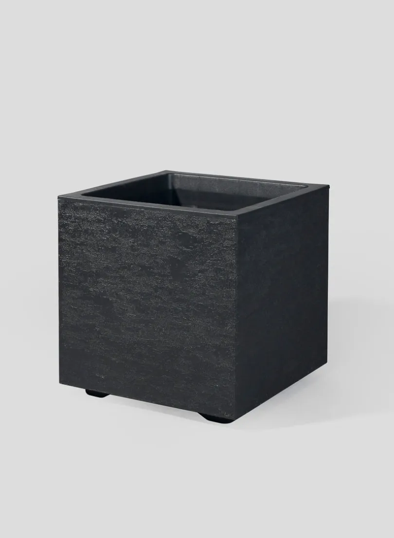 10in Tall Cube Charcoal Gravity Planter