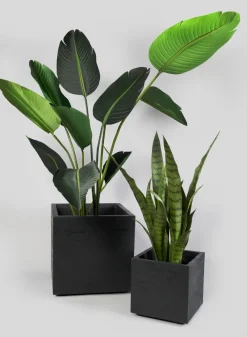 10in Tall Cube Charcoal Gravity Planter