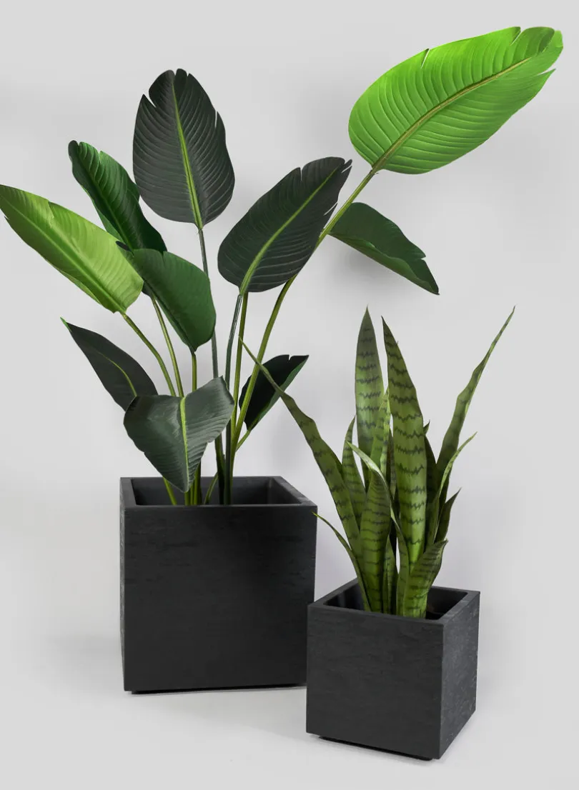 10in Tall Cube Charcoal Gravity Planter