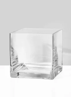 5 3/4in Tall Cube Clear Glass Vase