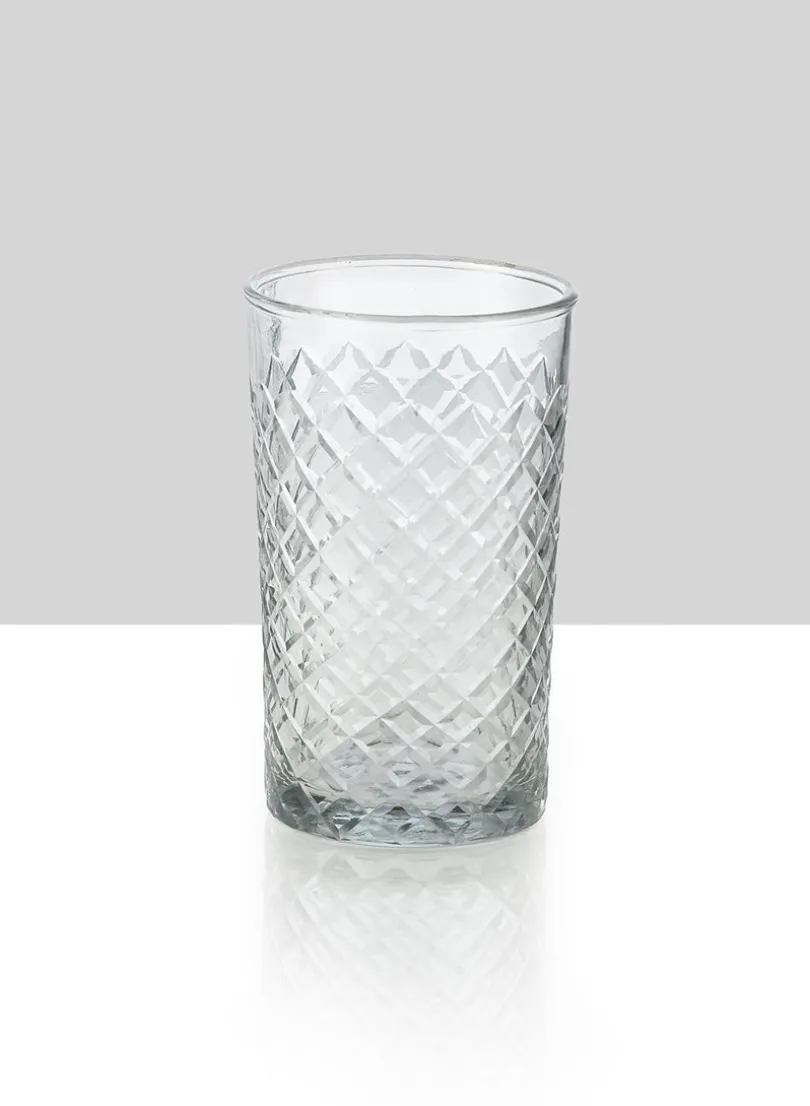 4 1/2in Tall Cut Glass Squares Votive Holder, Set of 6
