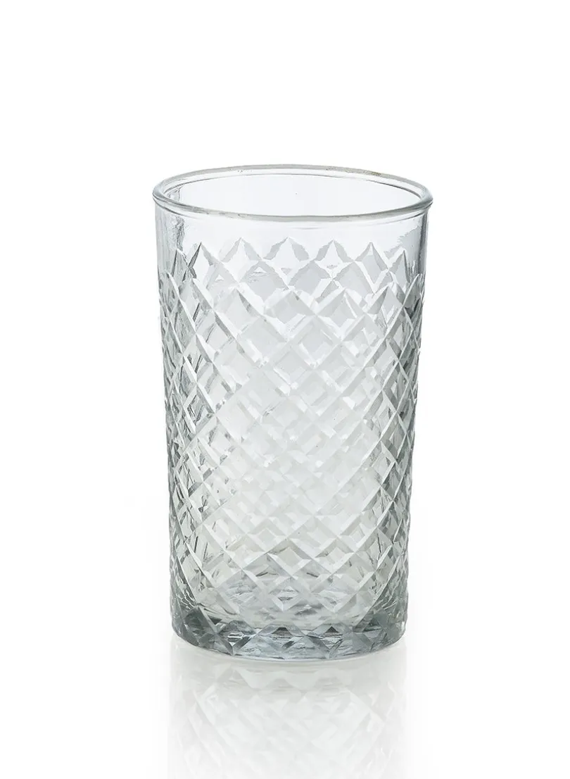4 1/2in Tall Cut Glass Squares Votive Holder, Set of 6