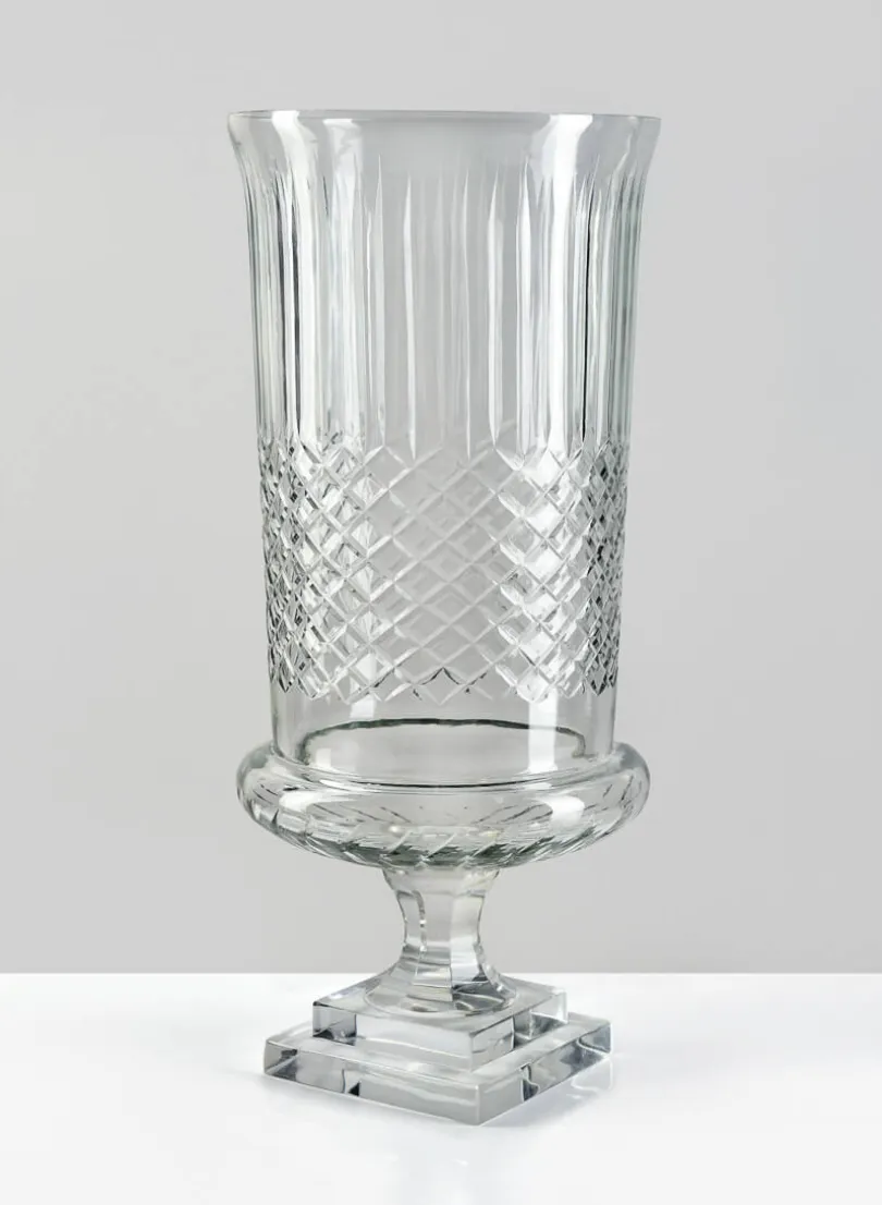 16.5in Tall Cutwork Glass Urn