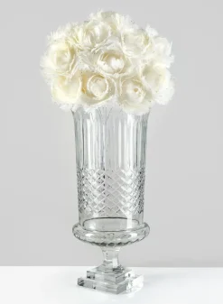 16.5in Tall Cutwork Glass Urn