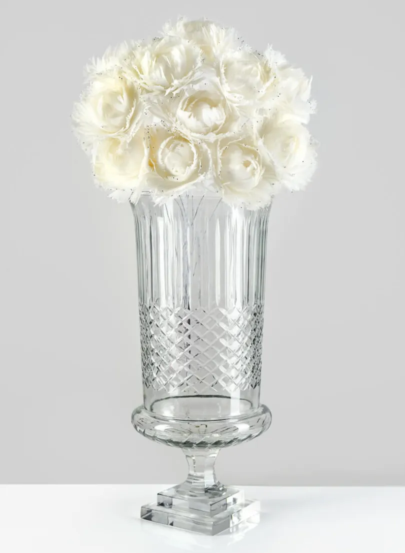 16.5in Tall Cutwork Glass Urn
