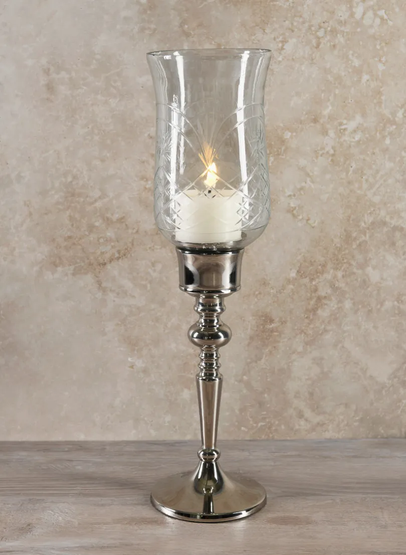 15in Tall Dalia Hurricane Candle Stand