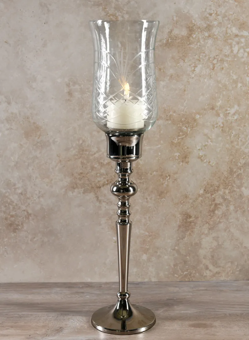 18in Tall Dalia Hurricane Candle Stand