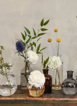 4in Tall Dark Amber Glass Bottle Vase, Set of 6