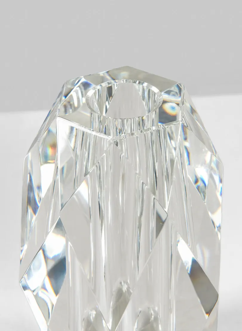 6in Tall Diamond Cut Crystal Glass Vase