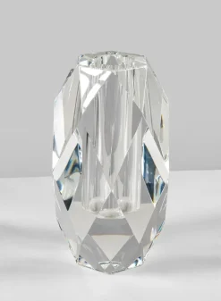 6in Tall Diamond Cut Crystal Glass Vase